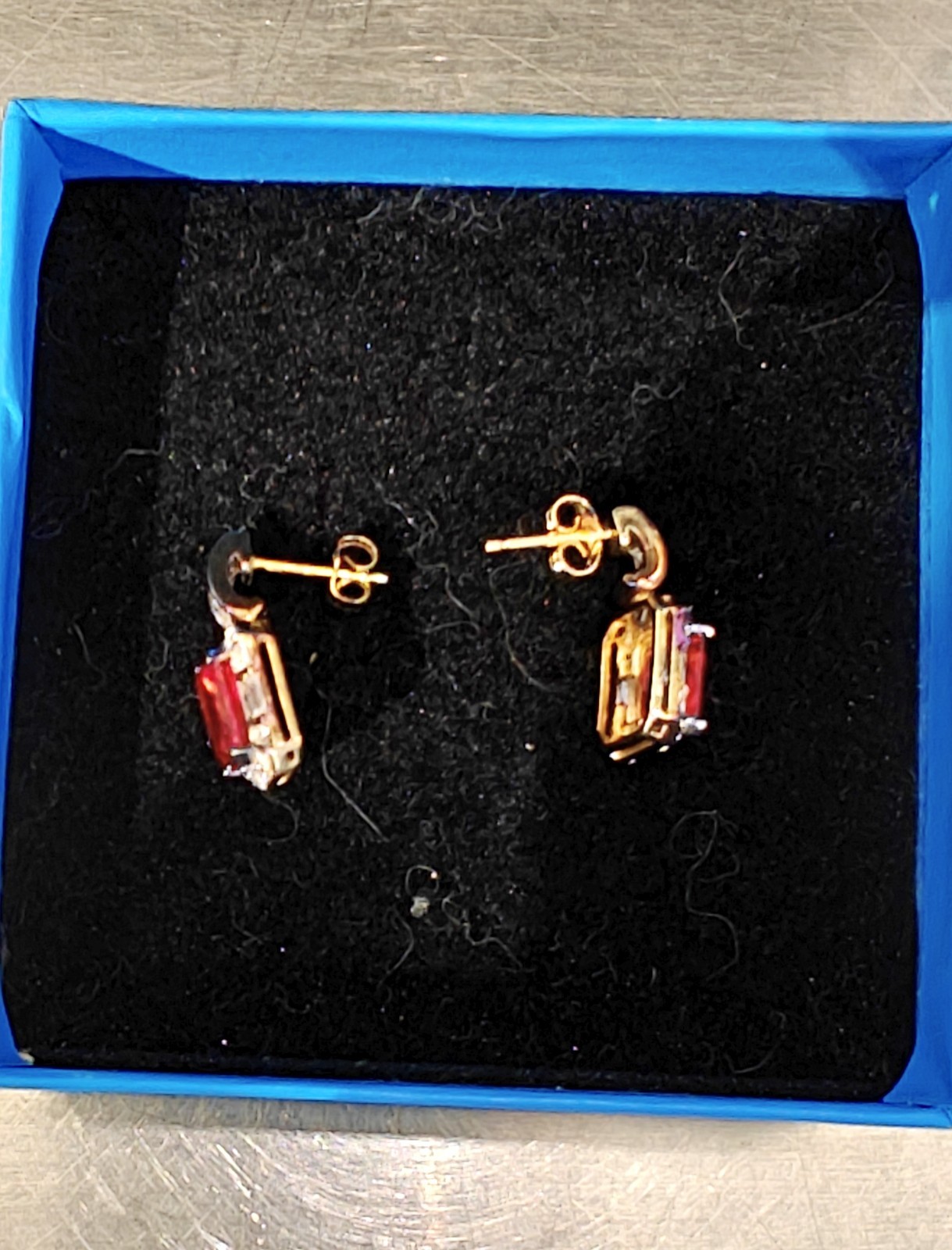 Victoria Wieck Padparadscha Sapphire Earrings rare & emerald-cut orange gemstone