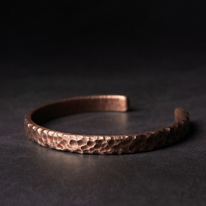 15-22cm Hammered Copper Metal Bracelet Rustic Vintage Unisex Fashion Jewelry NEW