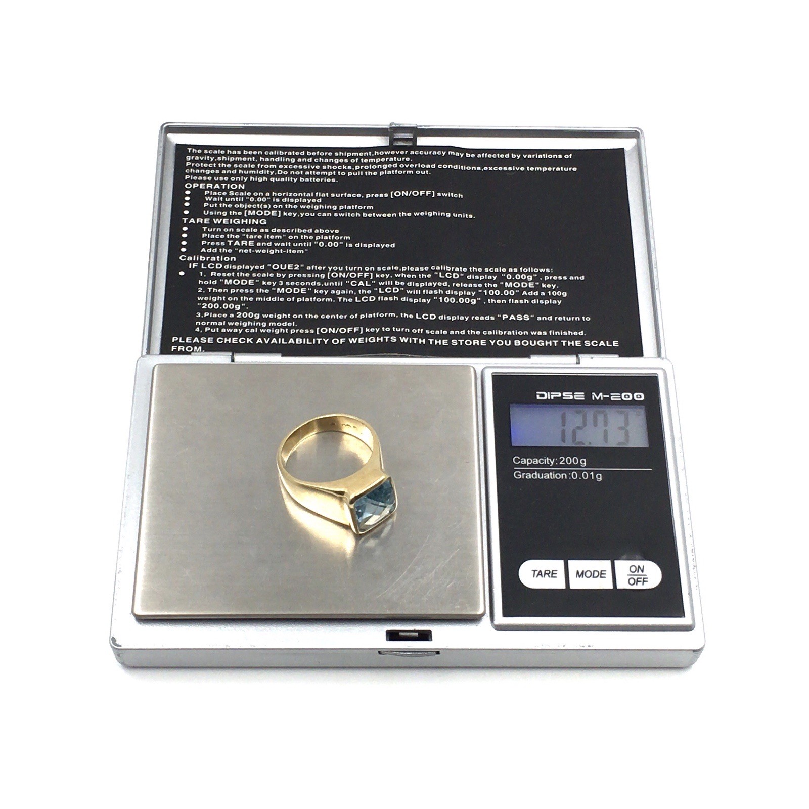 925 Silver Ring Gold Plated 6.53ct Blue Topaz Exclusive Jewellery 20.3mm / 64