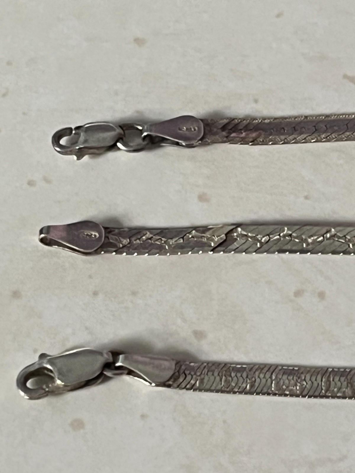 .925 Italy Bracelets ~ 2 marked Milor ~ EACH ~ 7″ ~ aprox. 4mm ~ 4g ~ Vintage