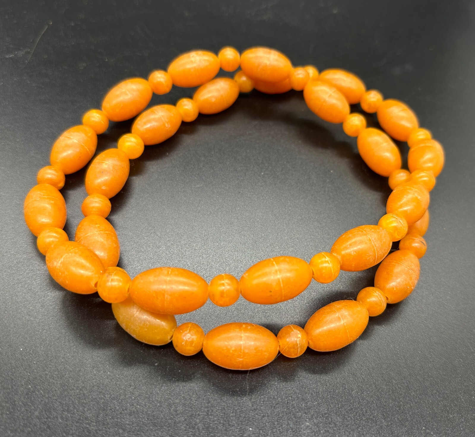 🙌Vintage plastic beads amber color imitation Length 40 cm (15.7 inches)ЮБ9