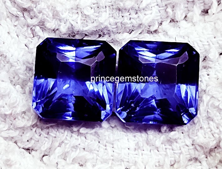 Loose Gemstone Natural Tanzanite Square Shape 8 to 10 Ct Pair Certified P236