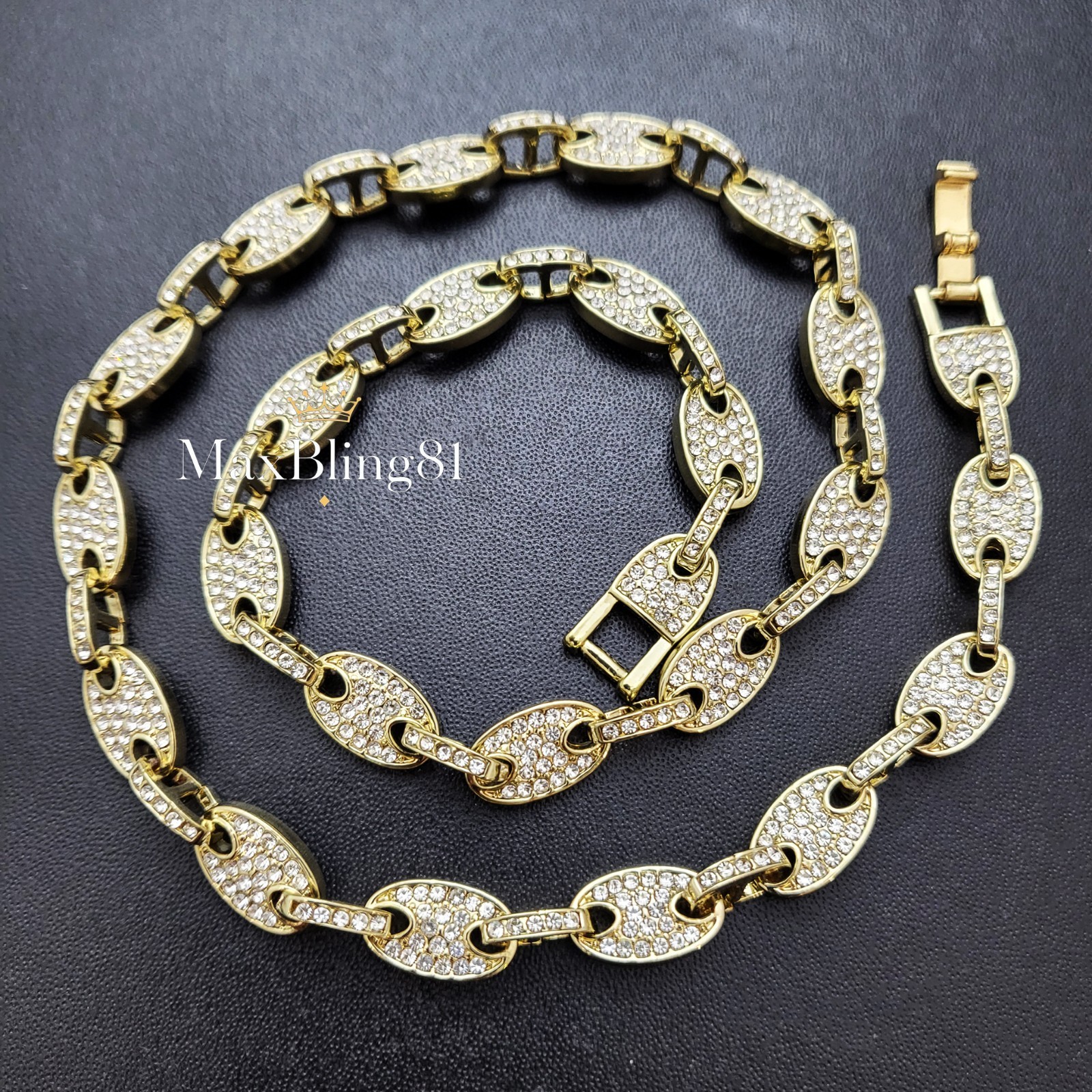 Hip Hop Gold Plated 2Pac Euphanasia Pendant & Iced CZ 8mm Mariner Chain Necklace