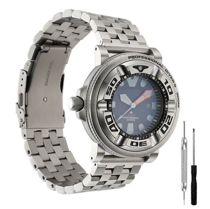 Silver Metal Adapters 24mm Bands for Citizen Eco-Drive Promaster BJ8050