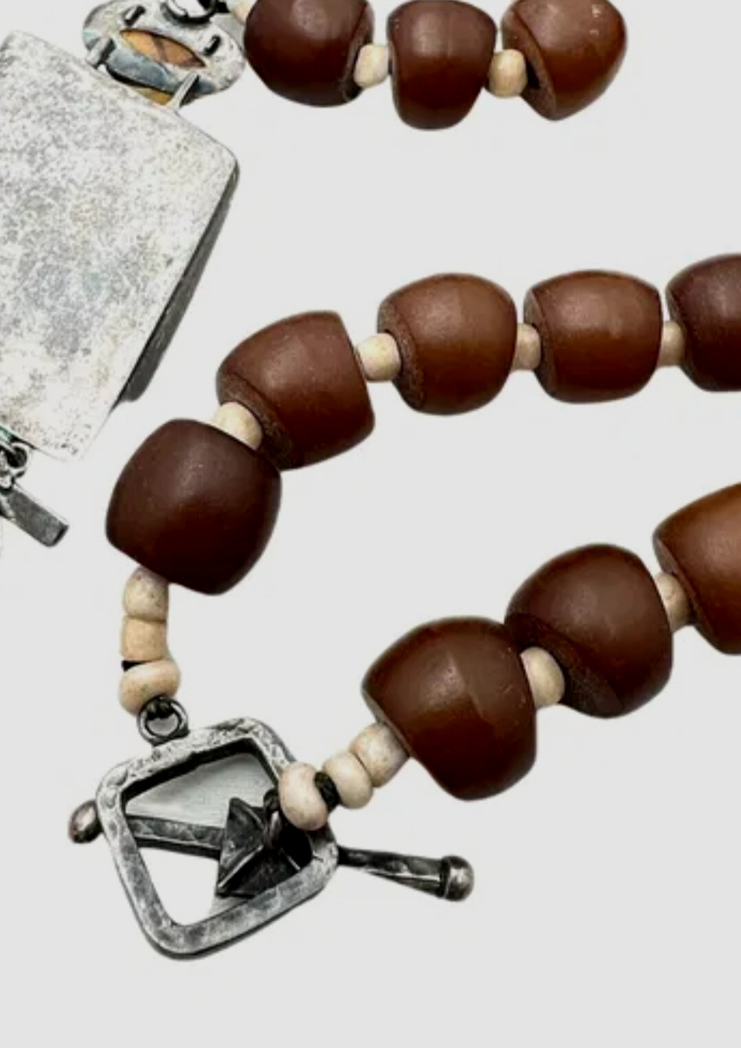 Vintage Janice Lee Ripley Necklace Sterling 925 Yak Bone Amber JLR 925