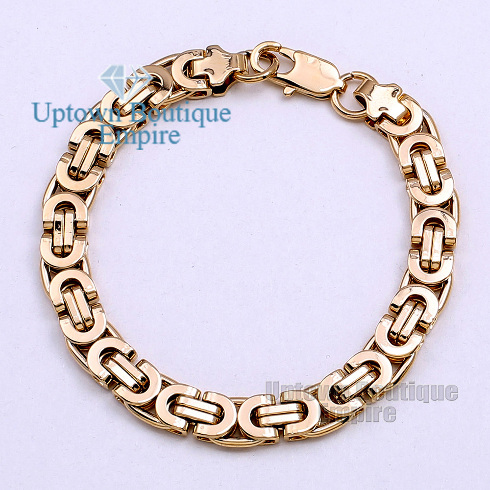 7.5″8.5″9.5″Black Silver Gold Stainless Steel Byzantine Box Bracelet for Men’s 2