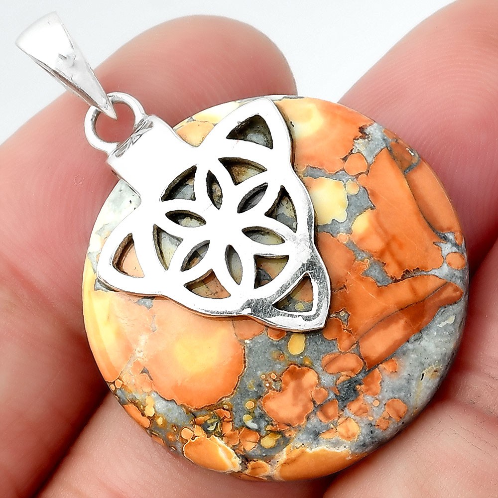 Natural Maligano Jasper – Indonesia 925 Sterling Silver Pendant Jewelry P-1348
