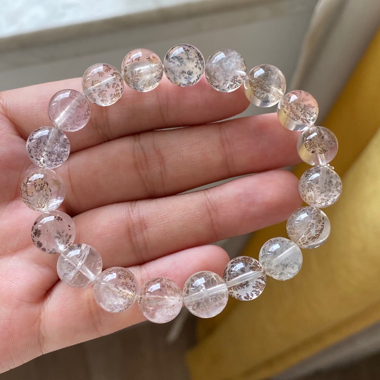 10.6mm Natural Tree Yellow Phantom Beads Bracelet AAAA