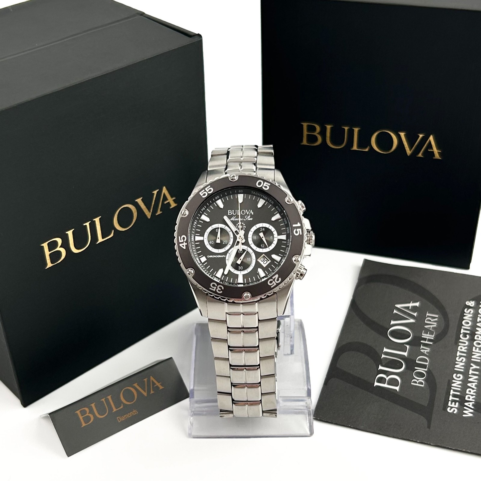 Bulova 98B401 Men’s Grey Marine Star Chronograph Quartz Stainless Steel Watch