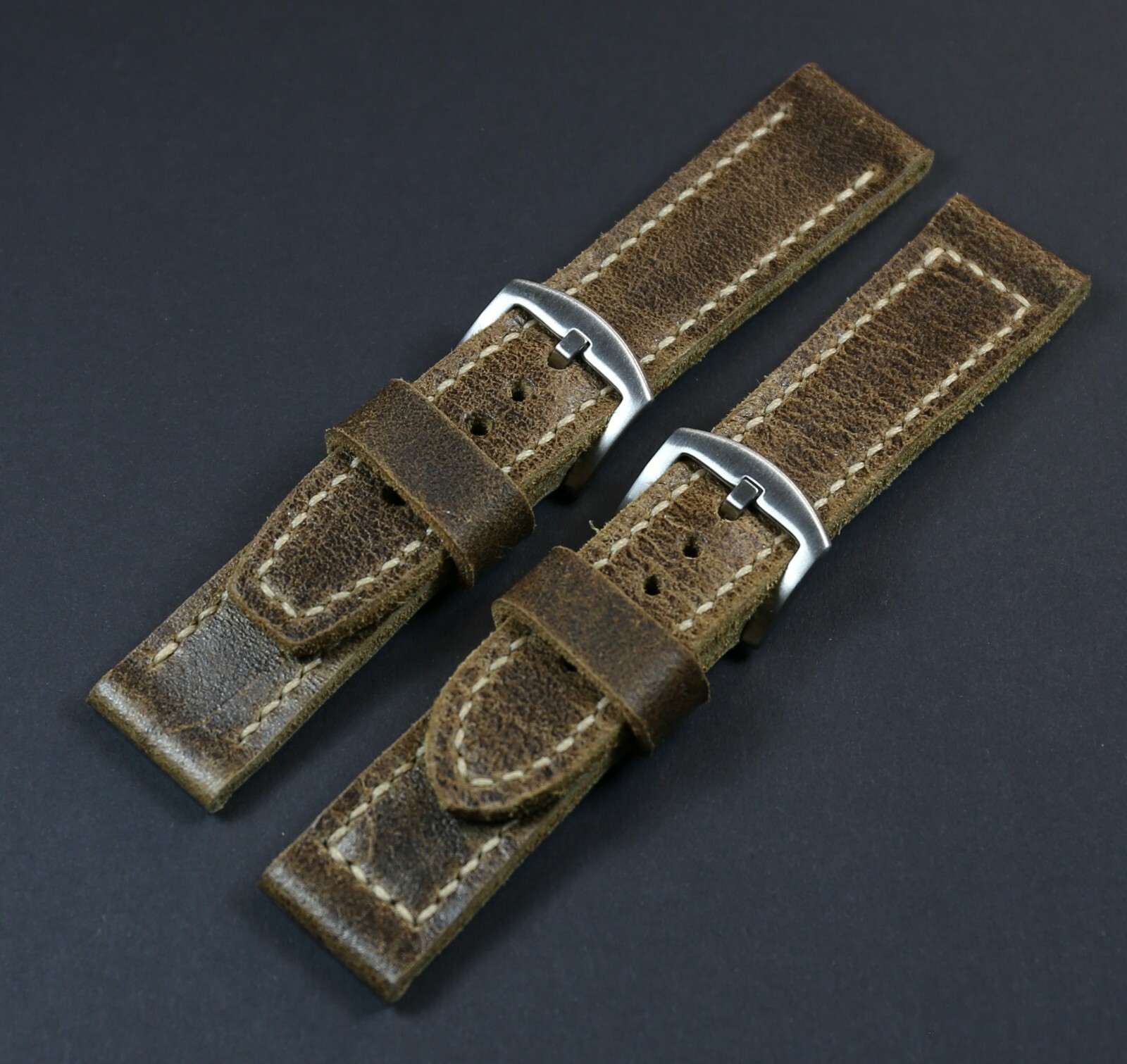 Brown Leather Watch band Soft Thick Distressed for PAM Handmade strap 18 – 26mm