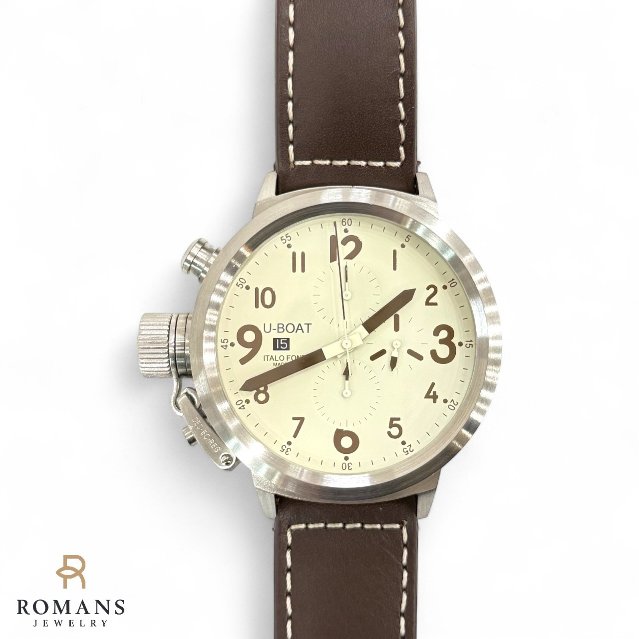 U-BOAT Watch U-7750/50 Chrono 50 mm Steel Leather Auto Men’s Serviced Box