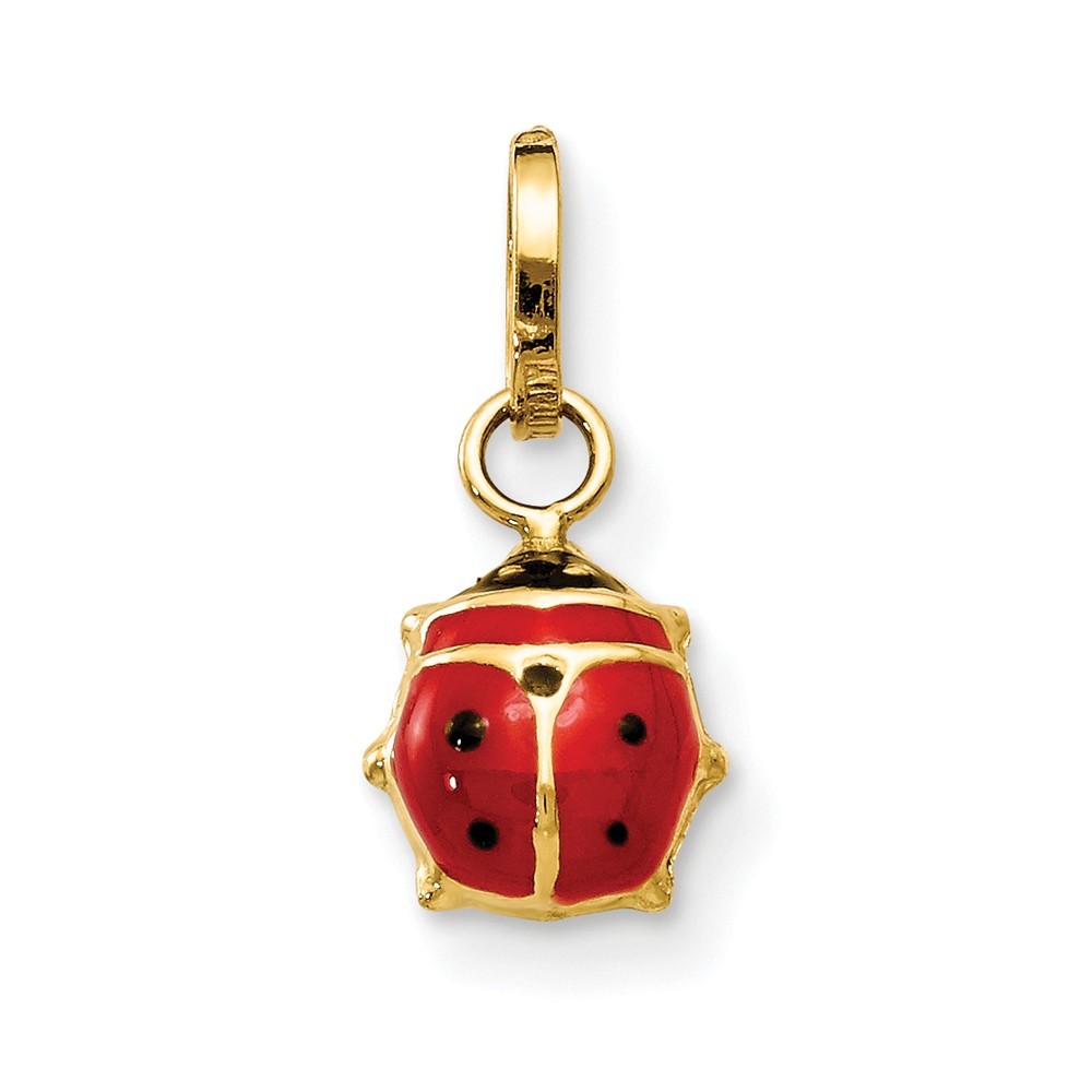 Real 14kt Yellow Gold Enameled Ladybug Charm