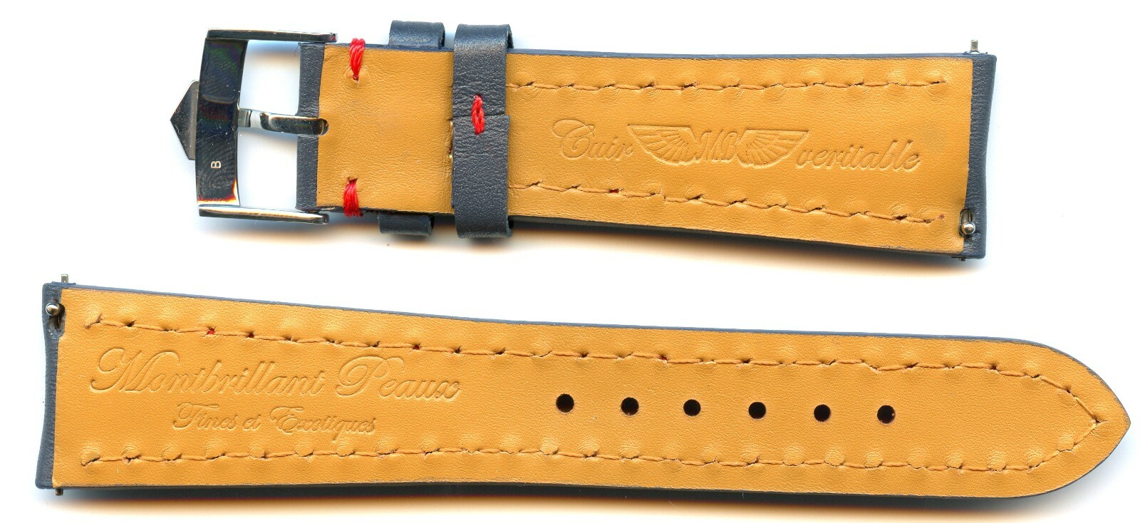 Gray Red Rally Genuine Perforated Leather MB Strap 22mm & Pre TAG Heuer Buckle