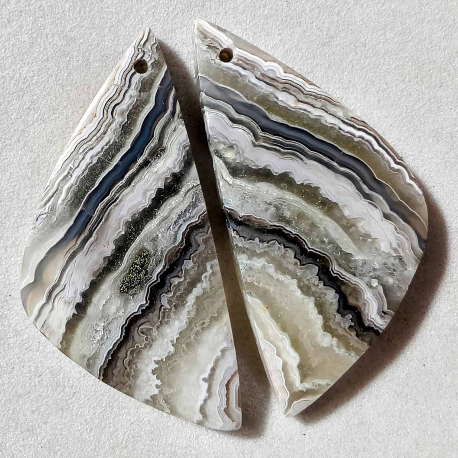 46 Cts Natural Crazy Lace Drilled Match Pair Cabochon Gemstone 37.4 X 18.3 MM