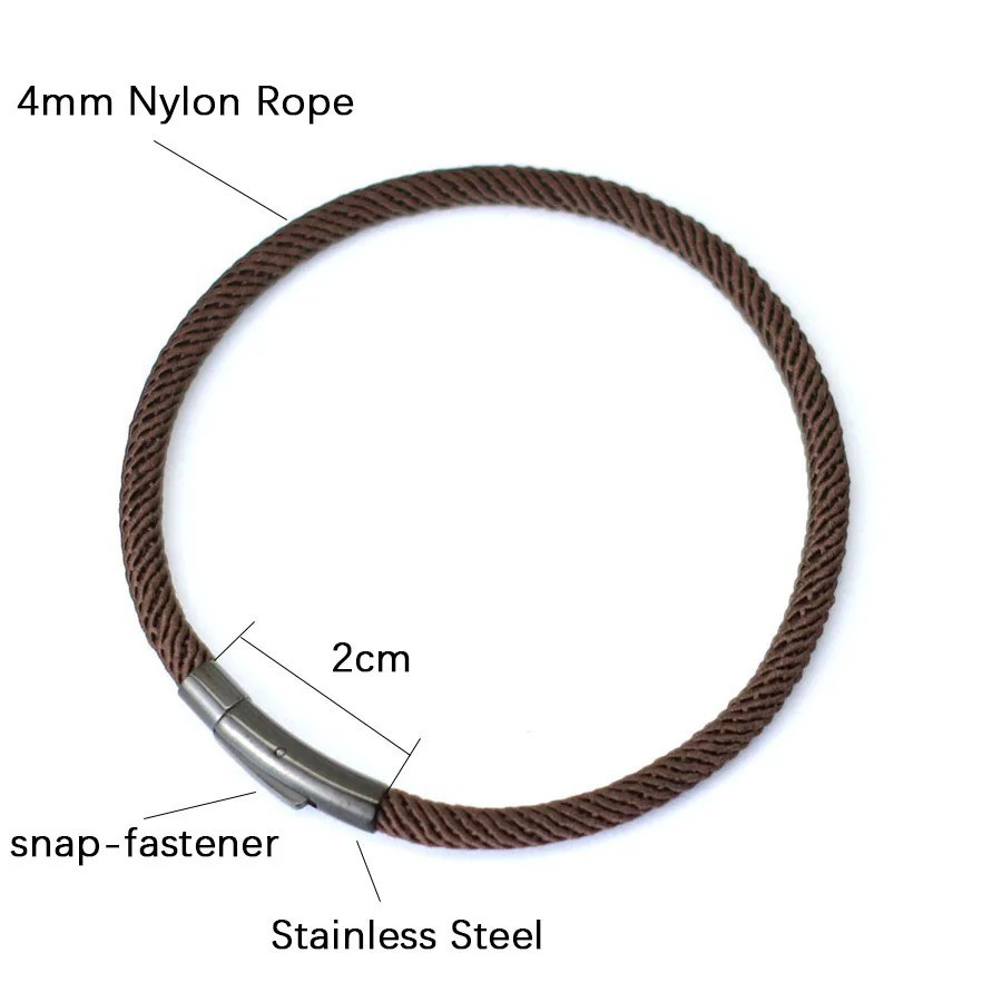Mens Braided Rope Bracelet Stainless Steel Clasp Minimalist Adjustable 4mm Cord