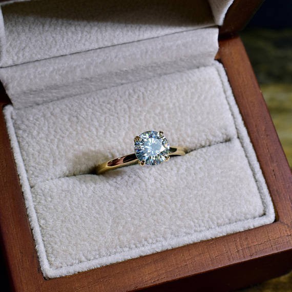 Lab Grown Round cut Diamond Wedding Ring 14K White Gold 2 Carat