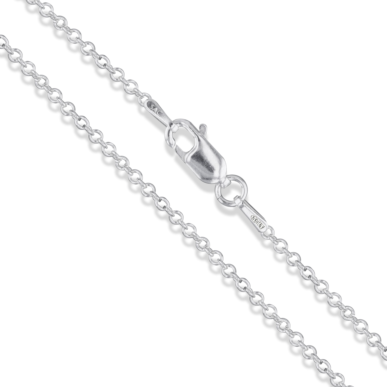 Sterling Silver Rolo Link Chain Italian Round Necklace Solid 925 Italy New 1.8mm