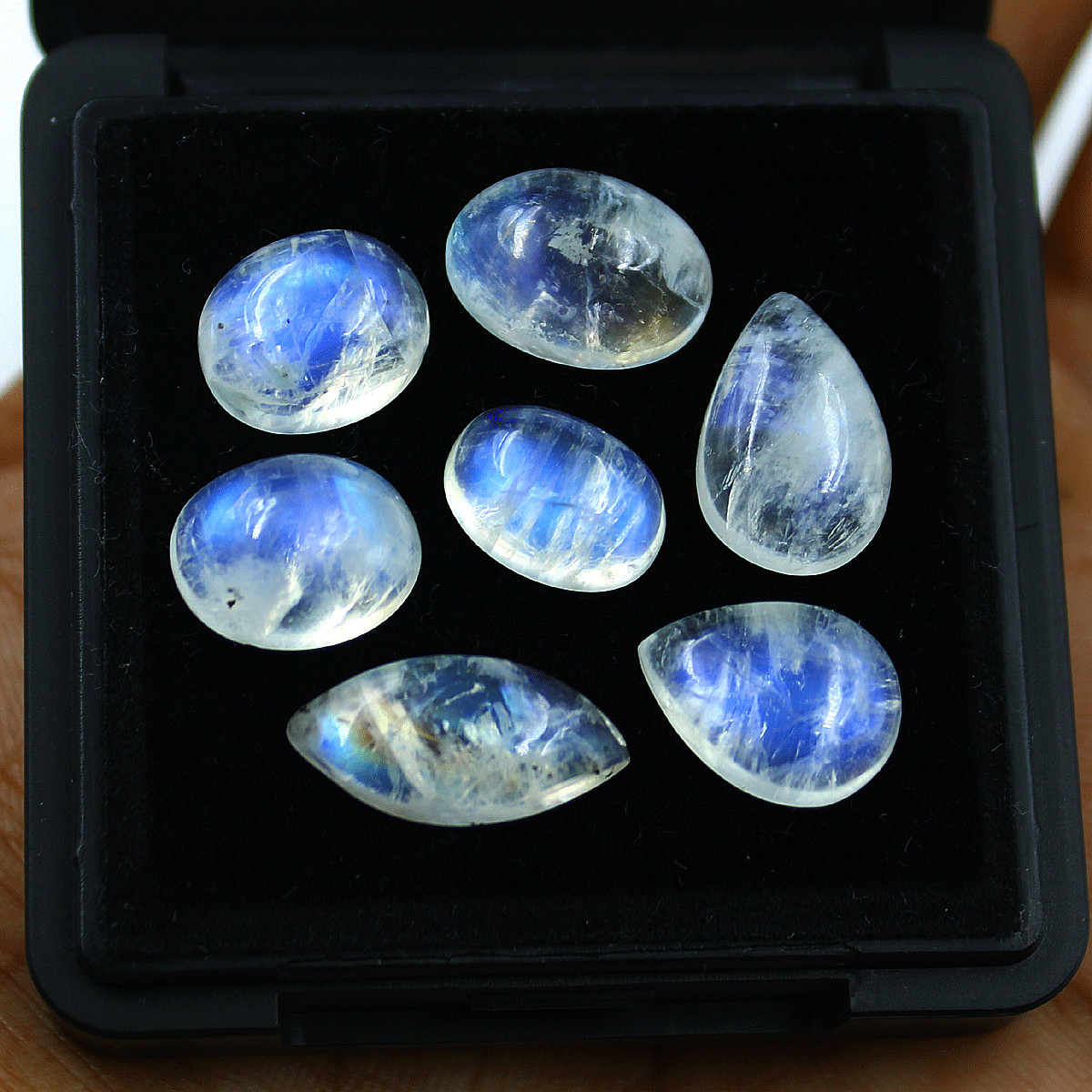 7 Pcs Natural White Labradorite AAA Quality 11.8mm-17.4mm Cabochon Gemstones Lot