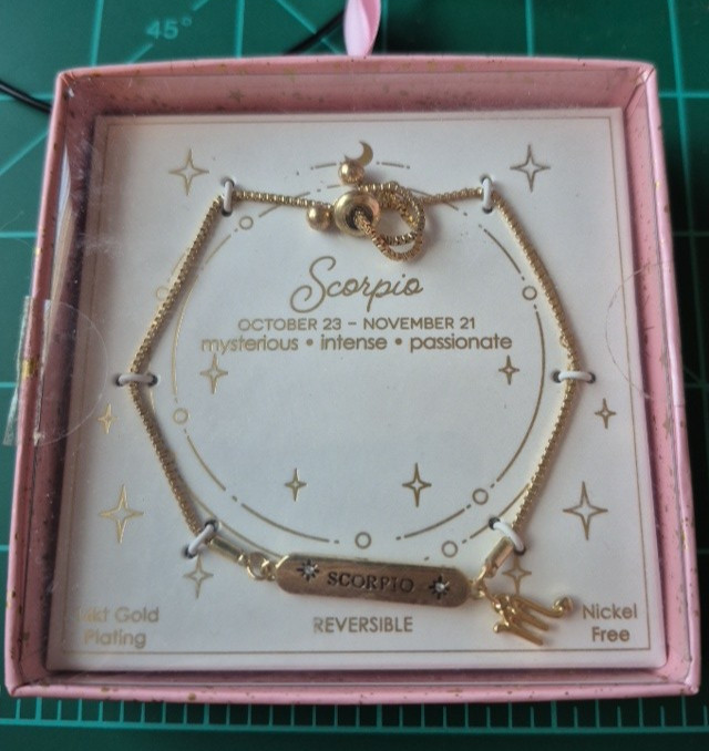 Unique Design Astrology Bracelet Scorpio 14k Gold Plated Nickel Free Adjustable