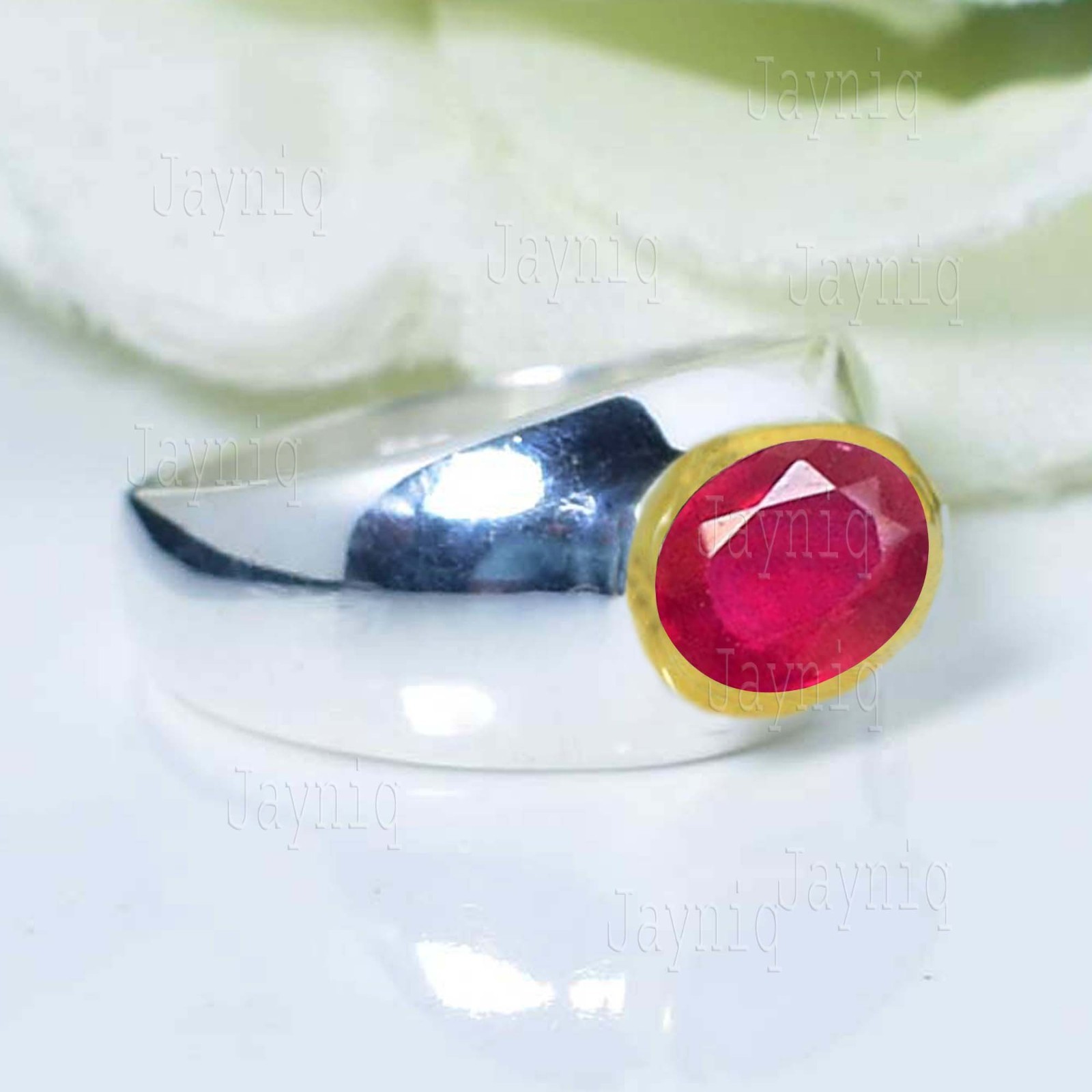 Pink Ruby Gemstone 925 Sterling Silver Handmade Two Tone Finish Ring For Women