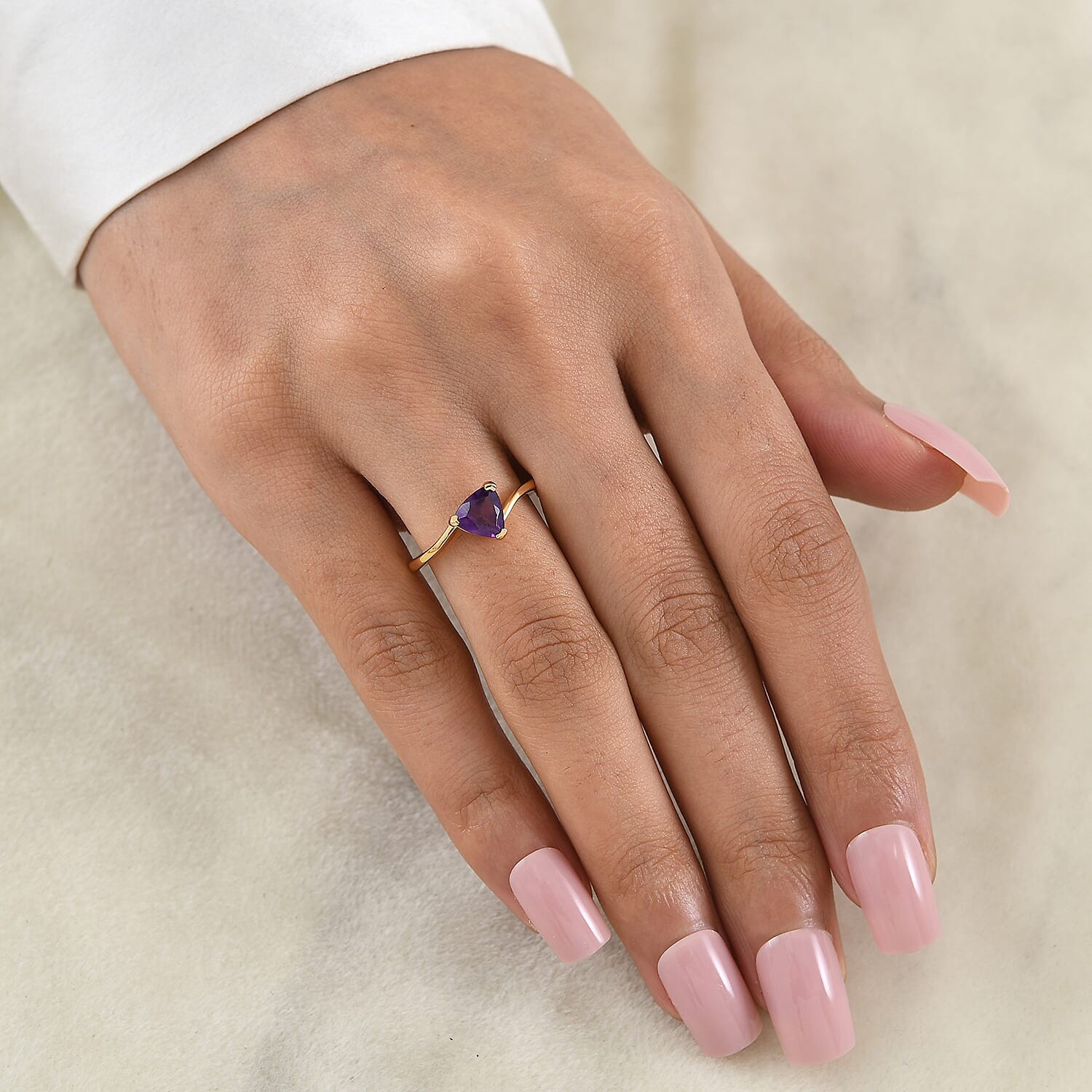 Amethyst 1.00 ctw Ring in 18K Yellow Gold Over Sterling Silver Size 9.0