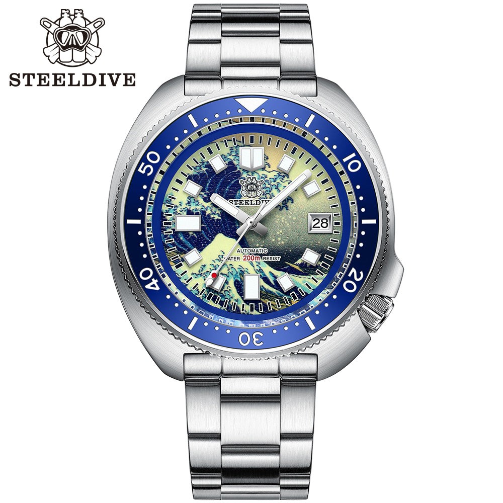STEELDIVE SD1970J Mens 43.8mm 200M Automatic Dive Watch NH35 Sapphire Steel