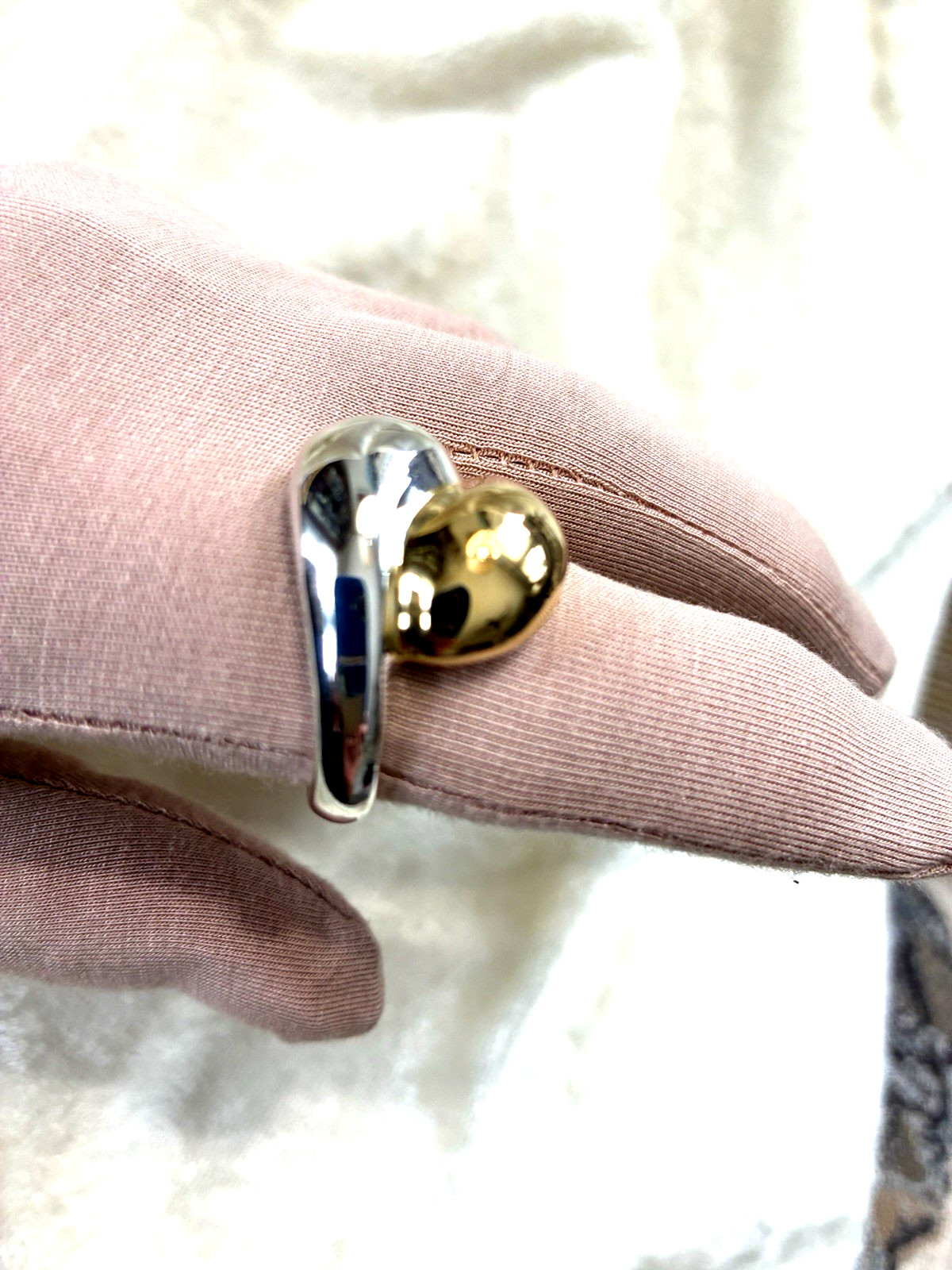 ULTRA FINE 950 SILVER & GOLD PLATED BOLD INTERLOCKING RING, SIZE 11 (M4835-52)