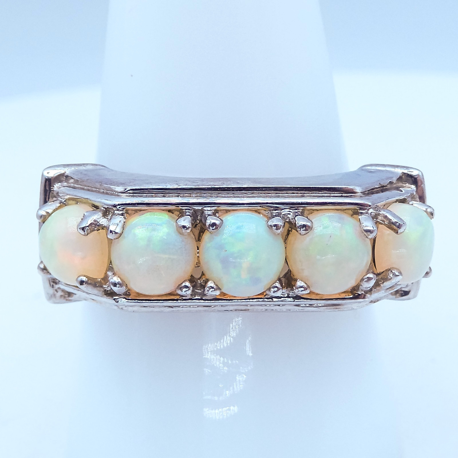 Ethiopian Fire Opal Sterling Silver 925 Womens Or Mens 2.4 ctw Band Ring