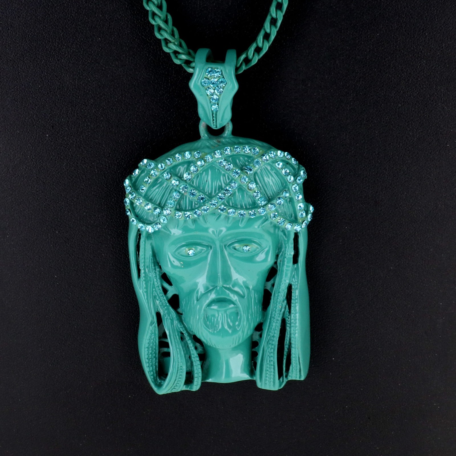 Red Large Jesus Face Pendant With 38″ Franco Chain Hip Hop Necklace New