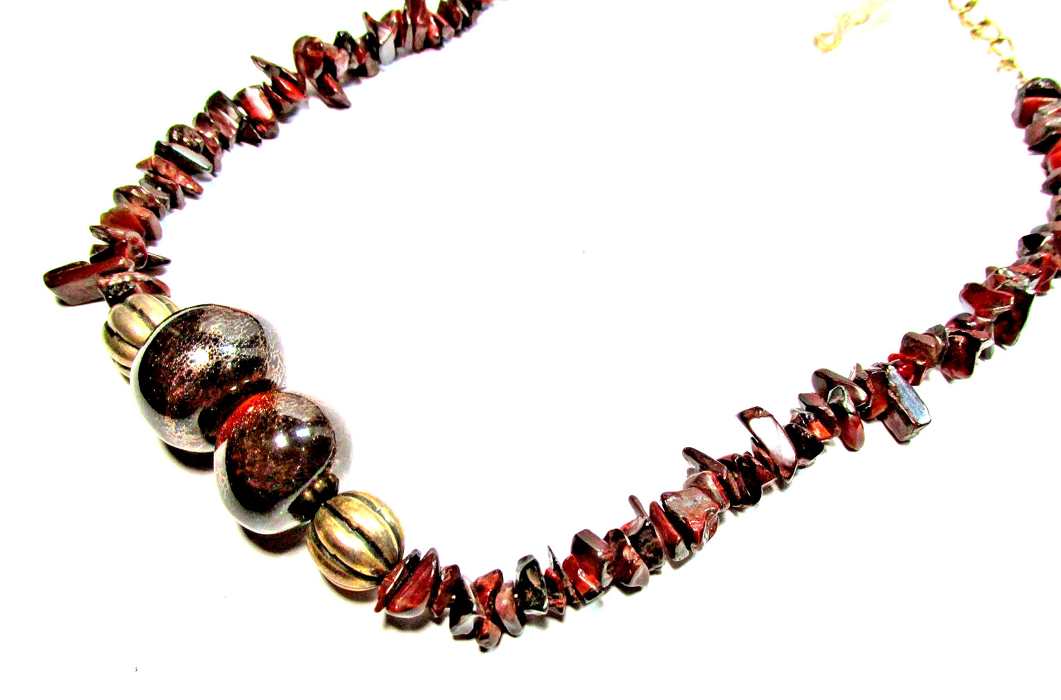 Gold Tone Brown Mahogany Obsidian Semi Precious Stone 20″ Necklace -NWOT (#2858)