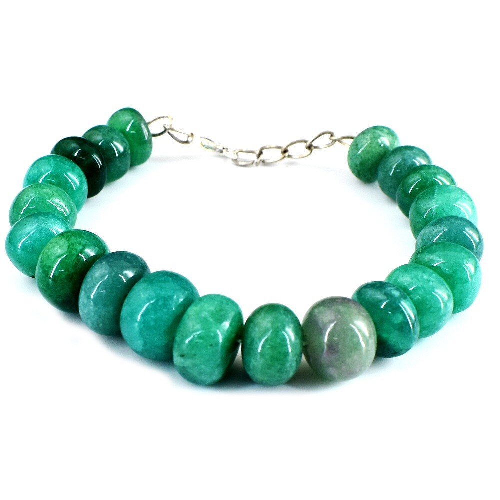 Fabulous 6 Inches Round Shape 247 Cts Green Emerald Beaded Bracelet VK 34 E698