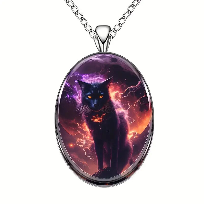 Cat Animal Oval Pendant Necklace – Hip Hop