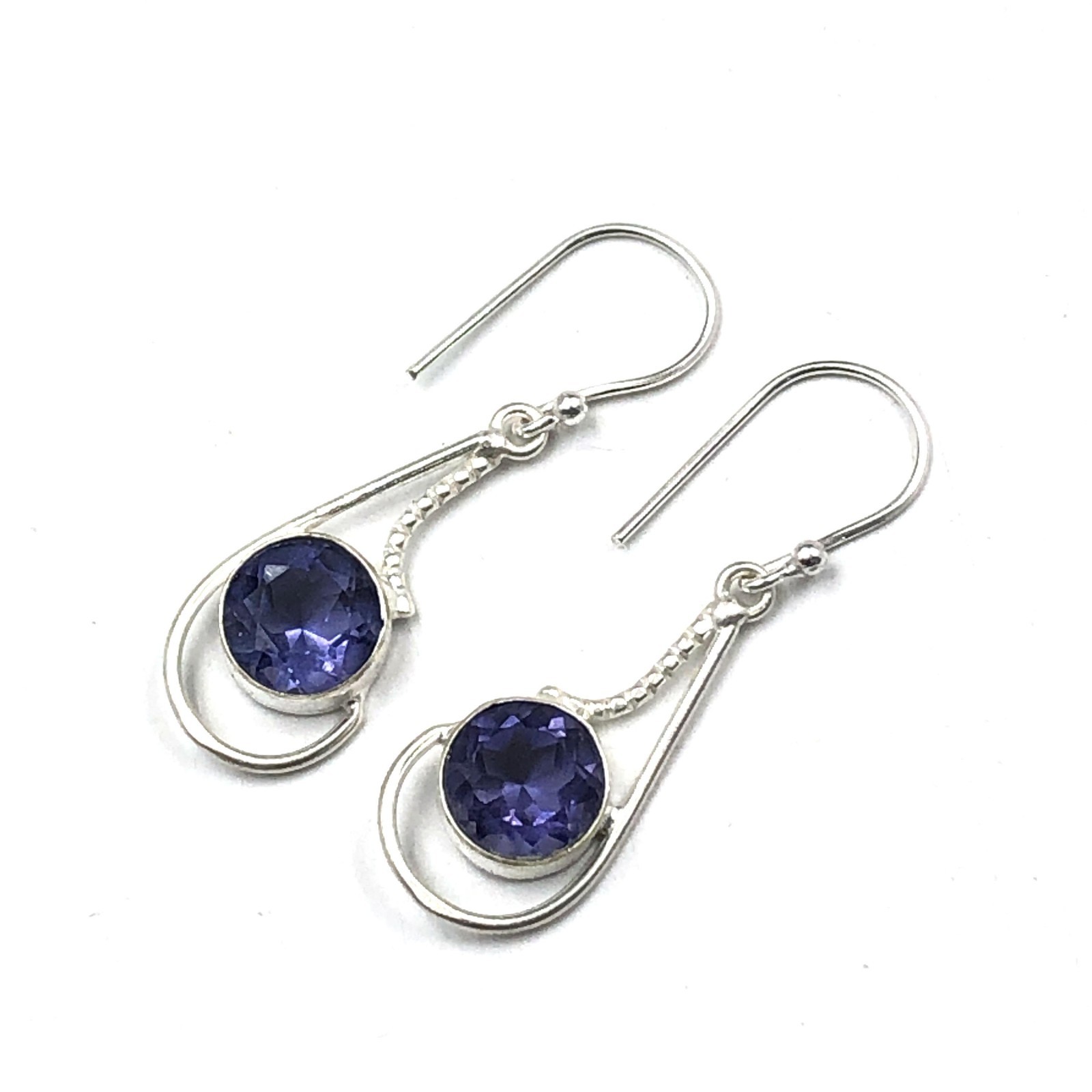 925 Silver Iolite Gemstone Earrings Handmade Jewelry 1.9″ For Anniversary Gifts