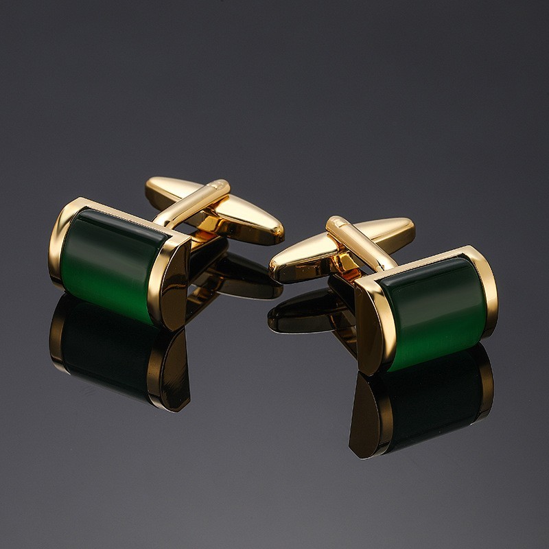 Vintage Men Cufflinks Jewelry Green Gold Cuff Link for Man 1 Pair of Shirt Links