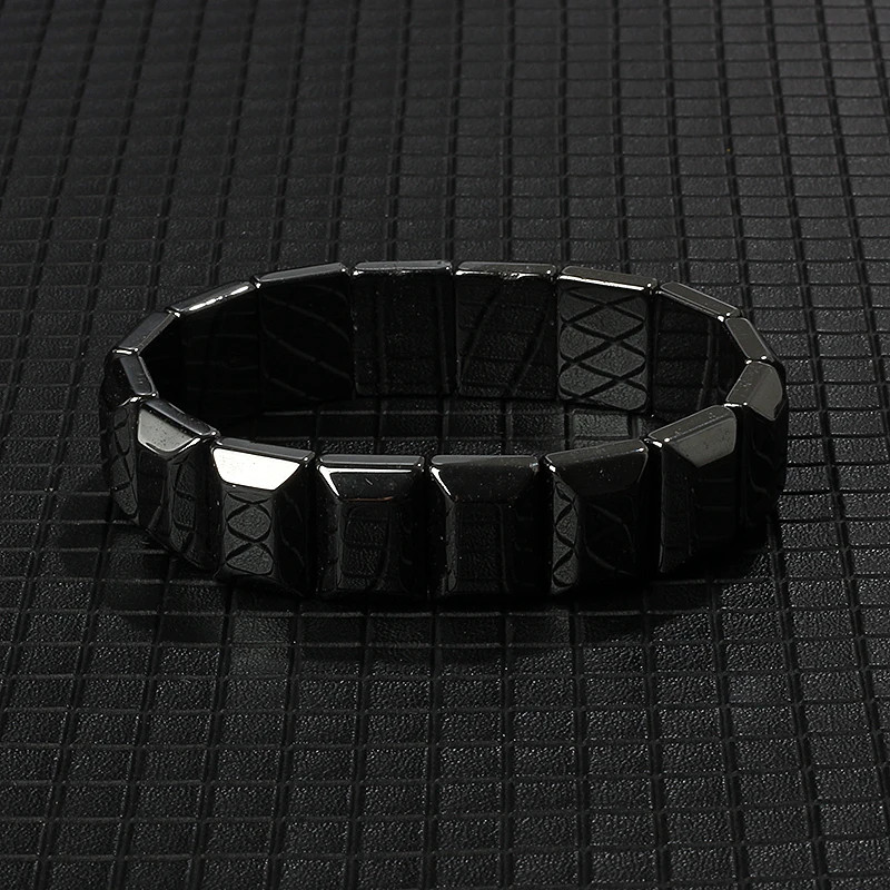 Arrow Hematite Bracelet Beaded Stretch Classic Round Stone Style Men Jewelry