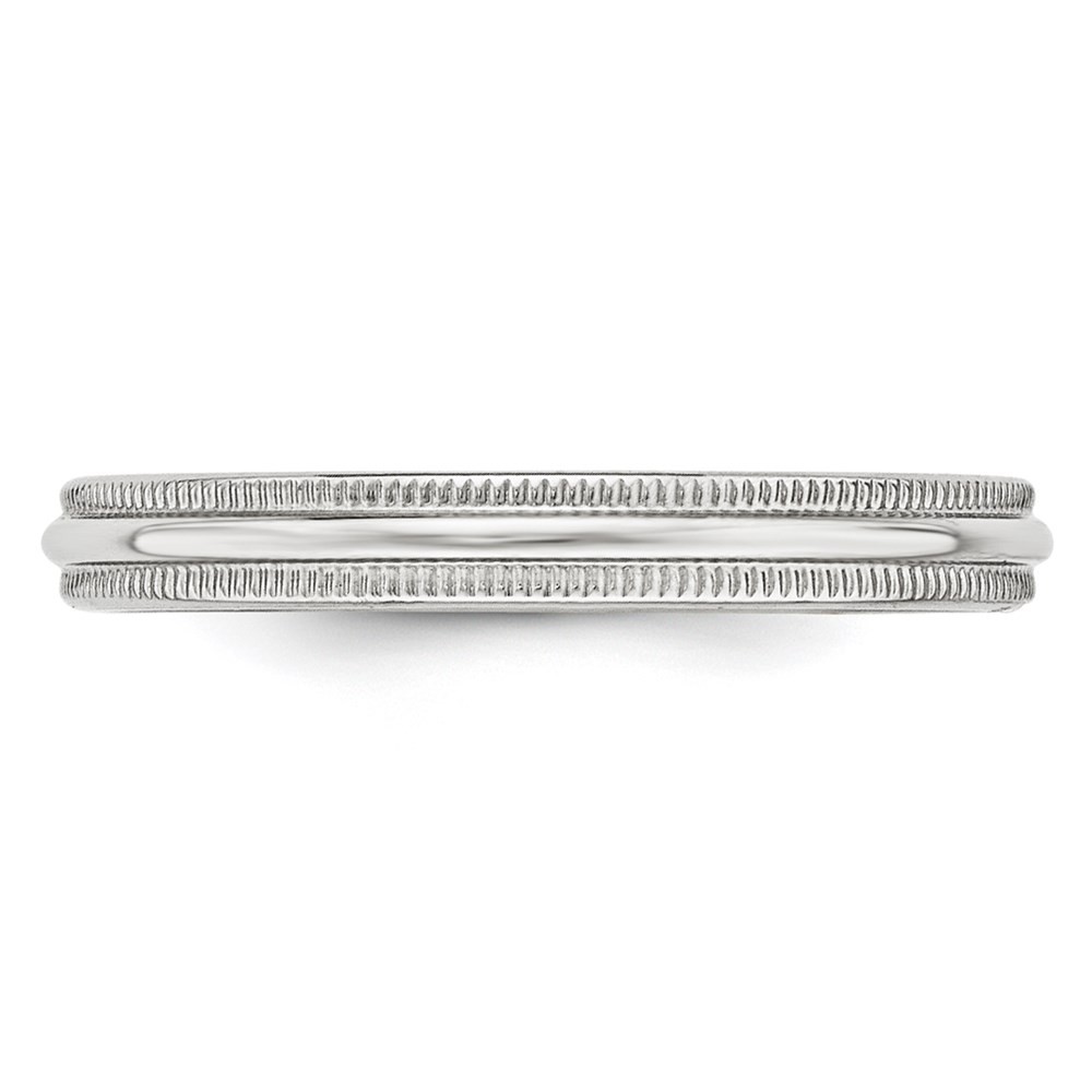 14k White Gold 3mm Milgrain Half Round Wedding Band Ring Size 8