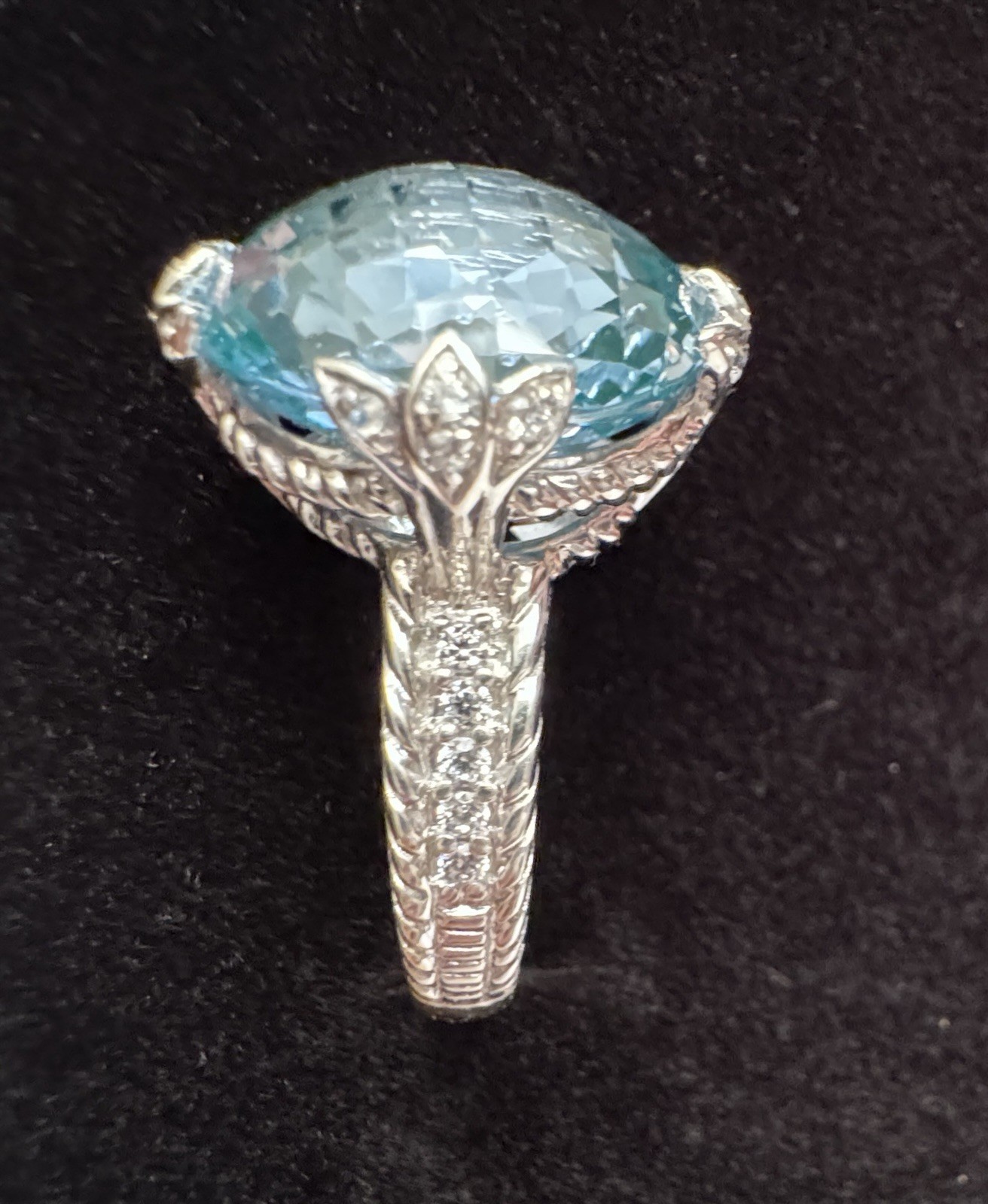 JUDITH RIPKA 15ct Lab Created Aqua/Teal Spinel 925 Sterling Ring Sz 8.5 NEW