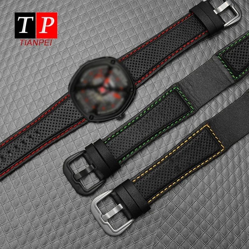 24mm Leather Watch Band Strap For Dietrich OTC-AO1 OT-3 Bracelet