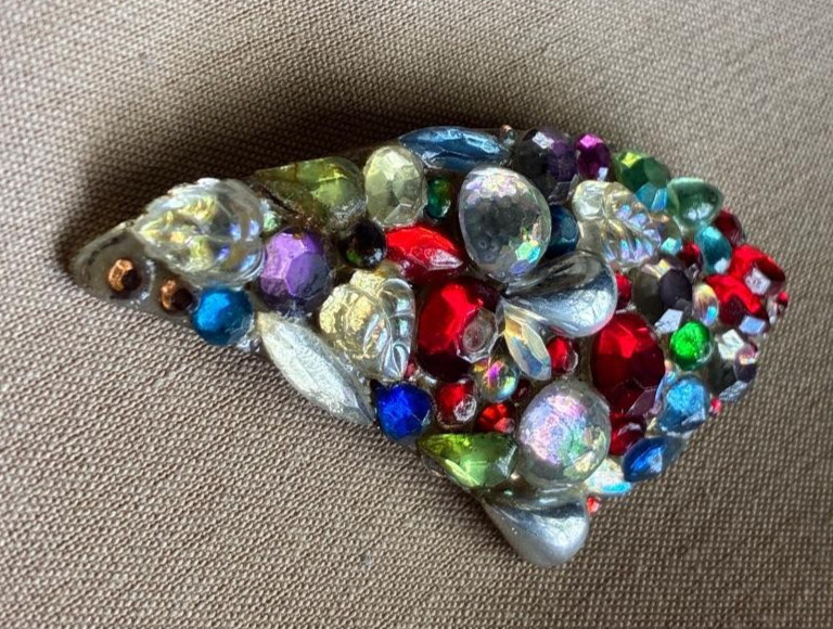 Vintage Bill Schiffer 1989 Signed Resin Rhinestone Brooch NYC Art Jewelry