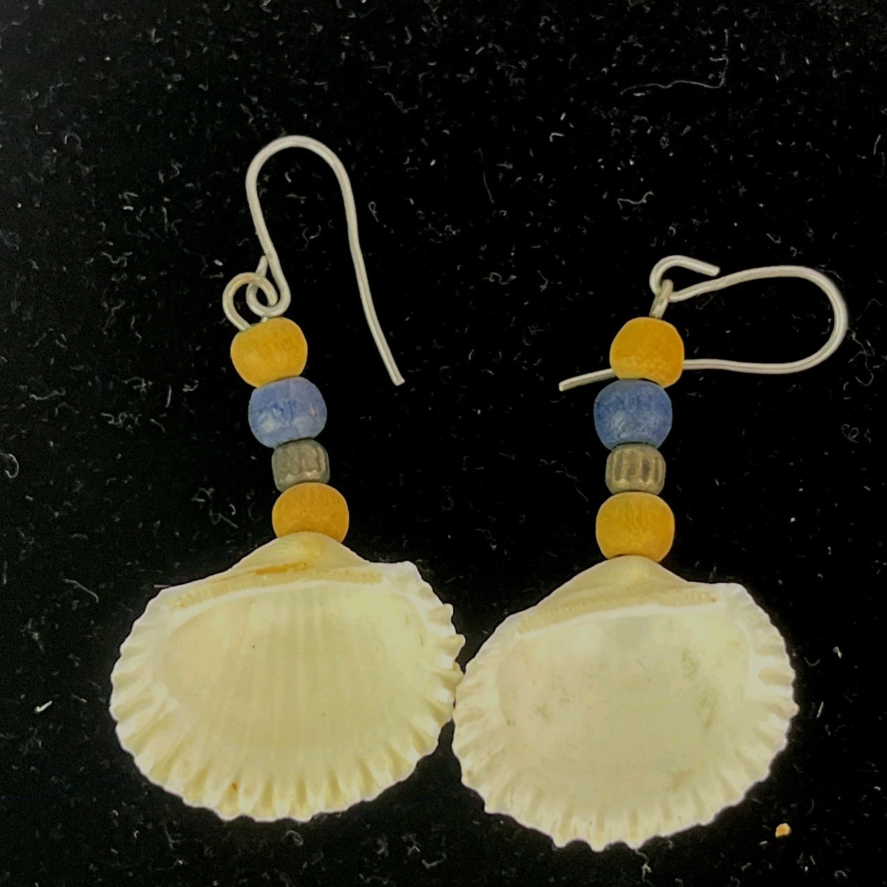 4 Pair- Natural Shell Earrings MOP Flower/Gold Tone Sand Dollar/Shell White Sand
