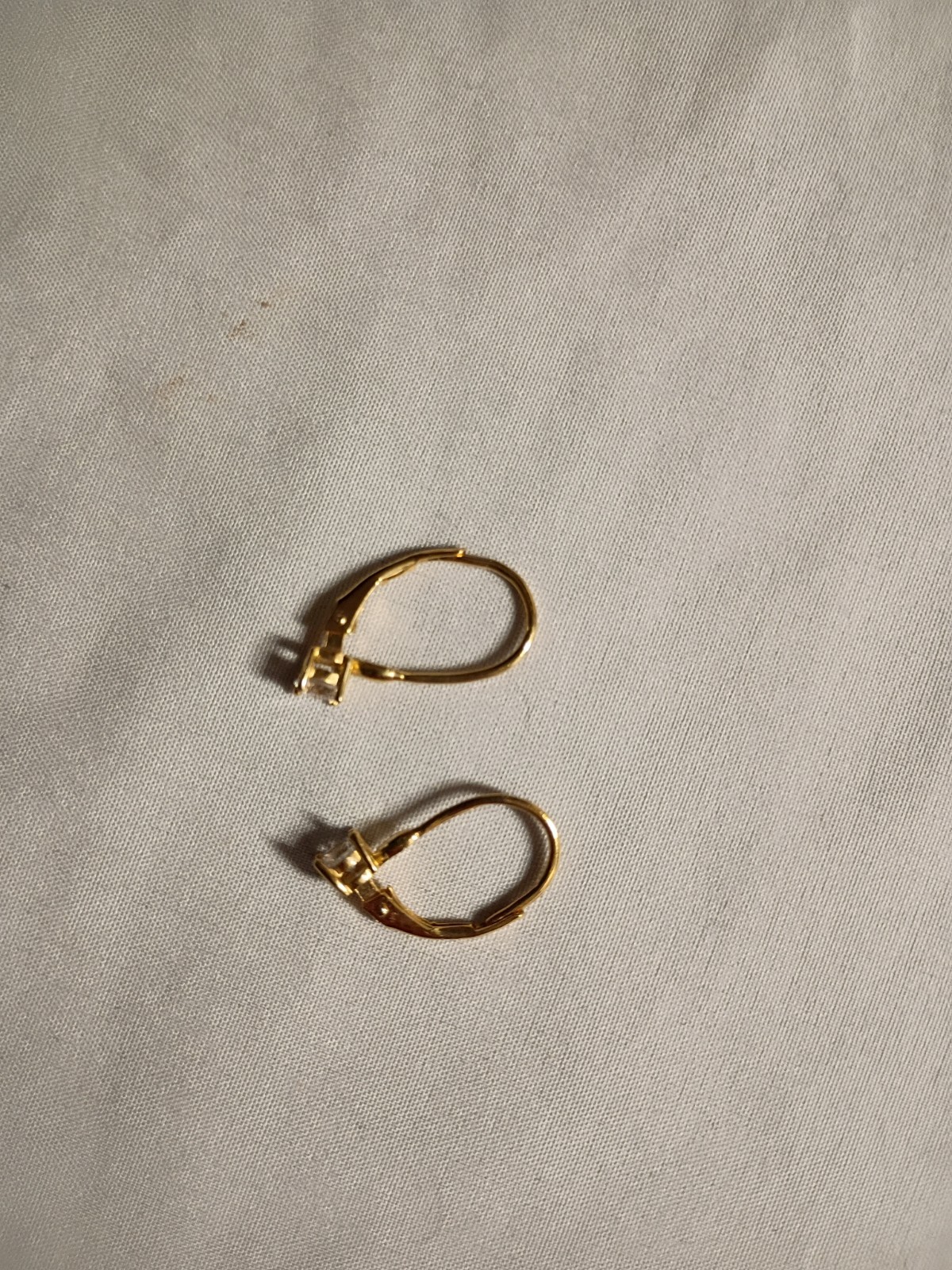 925 Sterling Silver Earrings Gold Tone With Cubic Zirconia Stones
