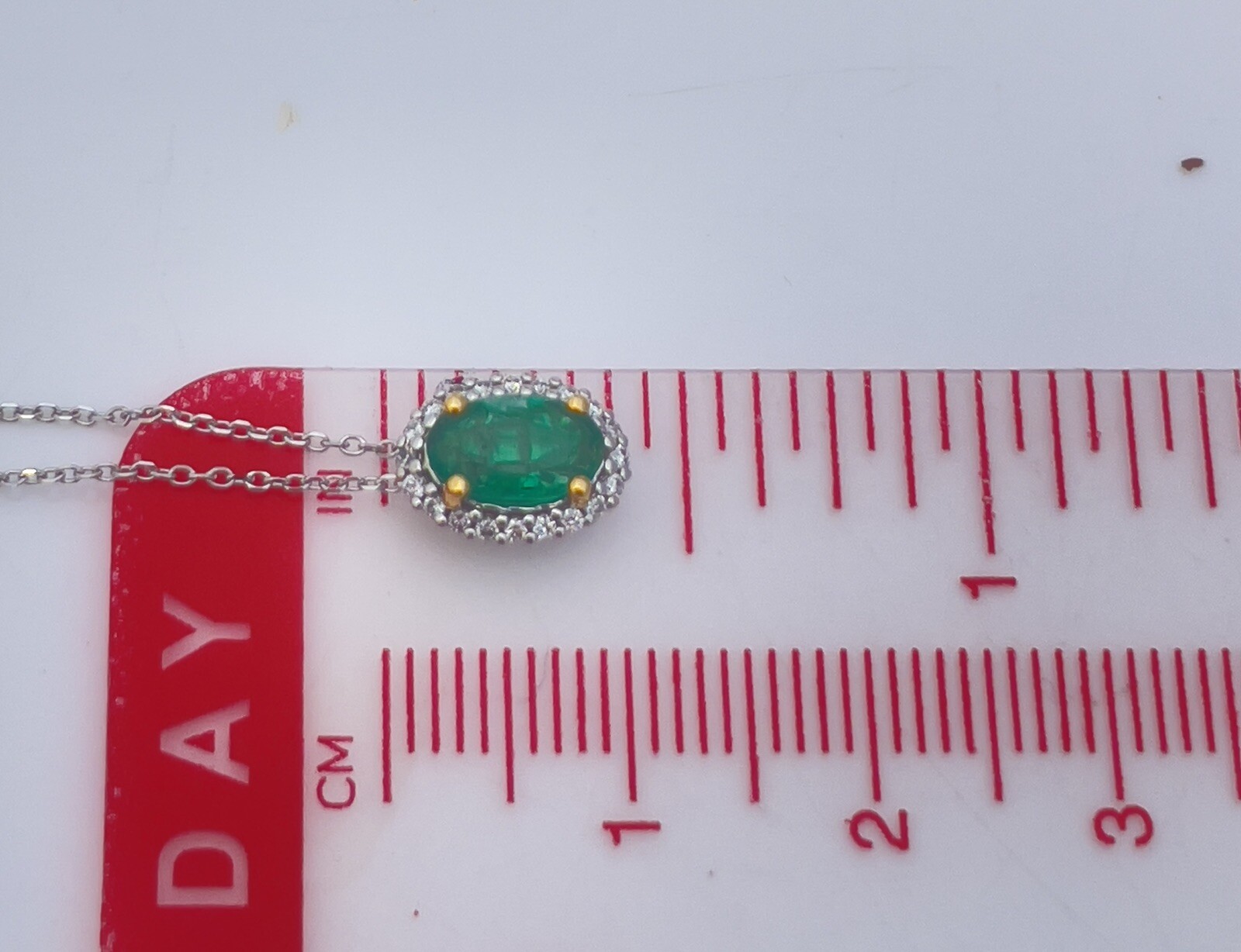 NATURAL Certified Emerald Diamond Pendant 0.88cttw Neon Green 14K White Gold NEW