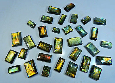 NATURAL GOLDEN LABRADORITE OCTAGON CABOCHON LOOSE GEMSTONE WHOLESALE LOT Ko599