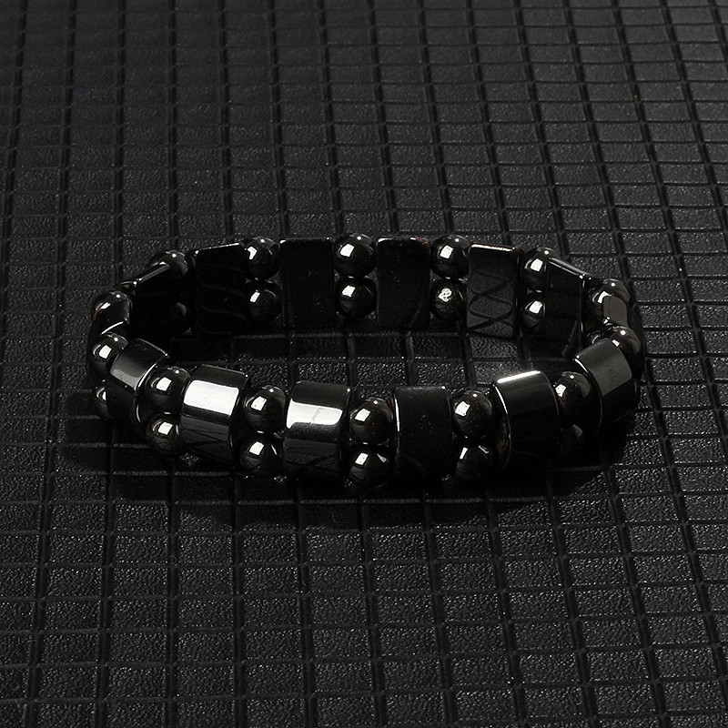Arrow Hematite Bracelet Beaded Stretch Classic Round Stone Style Men Jewelry