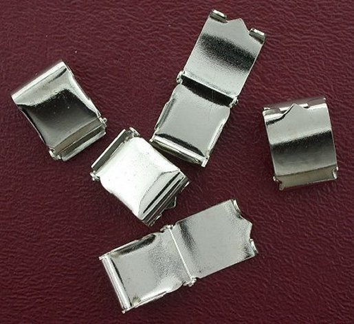 FIVE LARGE 16.5mm LONG SILVER PLATED FOLDOVER CLASPS CF457A