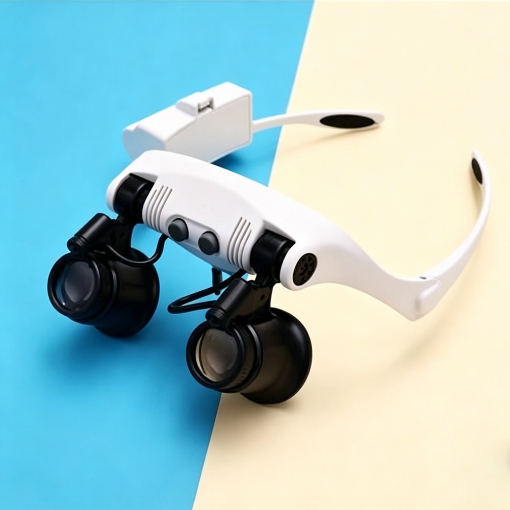 Jewelers Head Headband Magnifier LED Illuminated Visor Magnifying Glasses Loupe