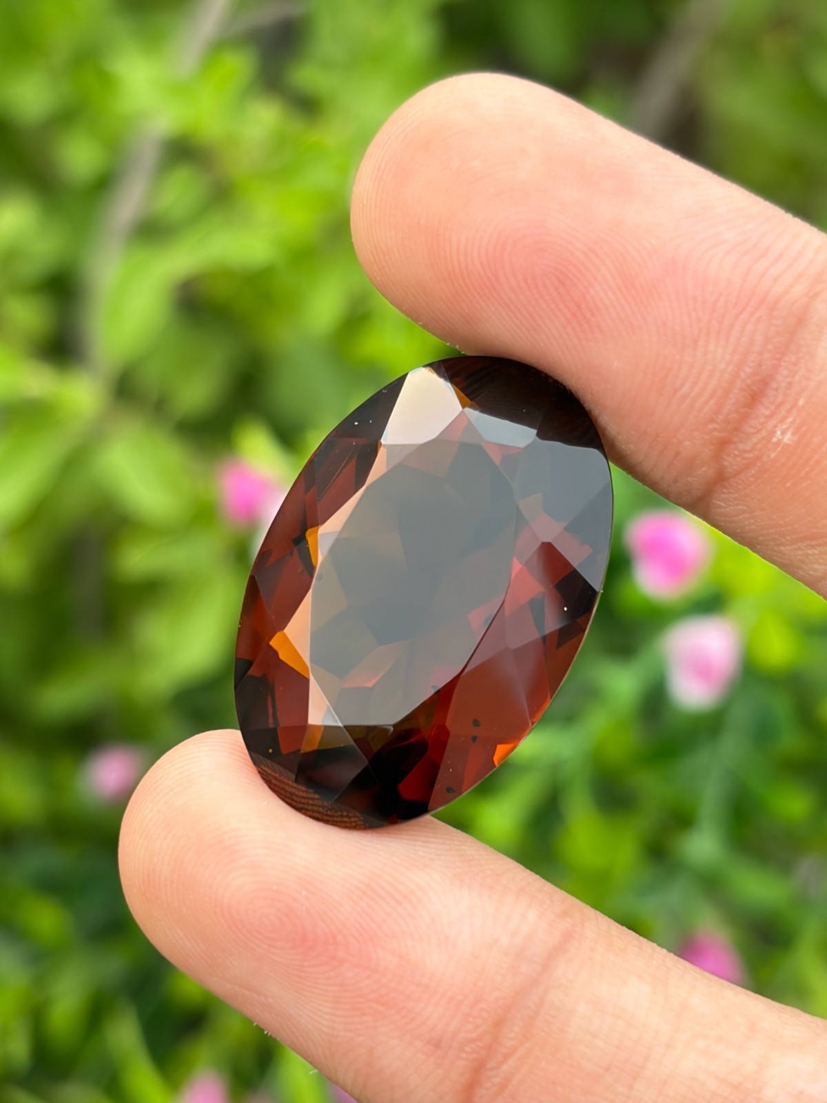 Golden Brown Honey Quartz Gemstone Large 30x20mm Oval Faceted Cut gemstone