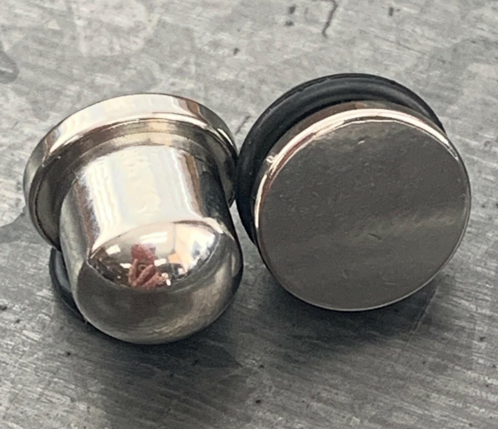 PAIR 316L Surgical Steel Bullet Flat Head Plugs Tunnels Gauges Body Jewelry
