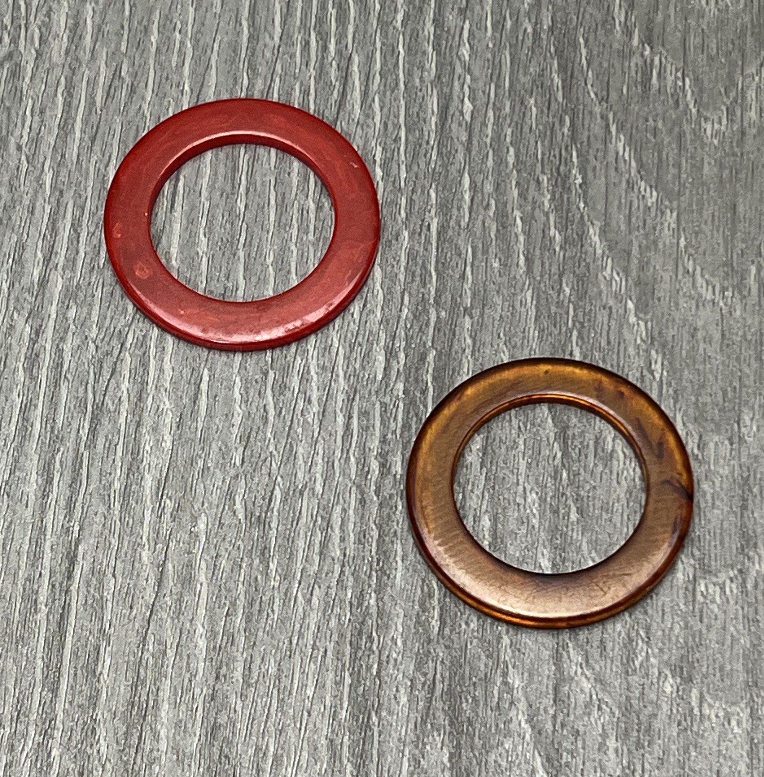 2 Pcs Plastic Resin Rings Red Tortoise Shell Scarf Rings Sewing Craft Closure