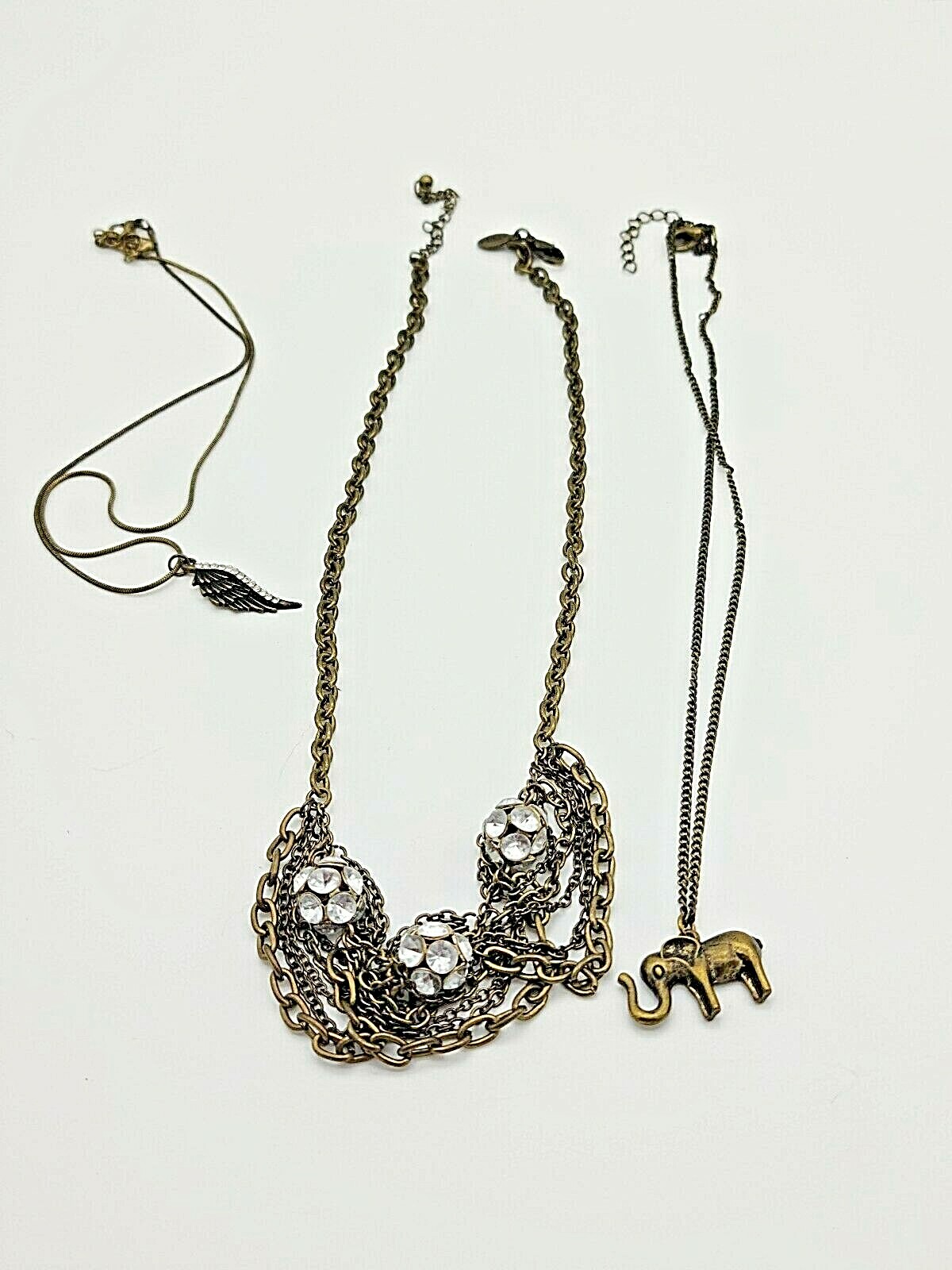 Assorted Set of 3 Antique Bronze Necklaces, As Pictured